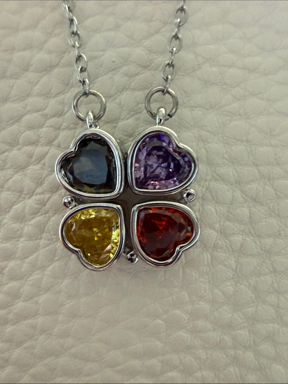 Multicolor Heart Gem Clover Pendant Necklace - Multi Functional Pendant - Picture 2 of 9